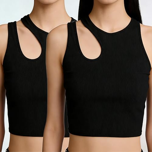 2026 New Edition Women's Mock Turtle Neck Cut Out Sleeveless,Asymmetrical