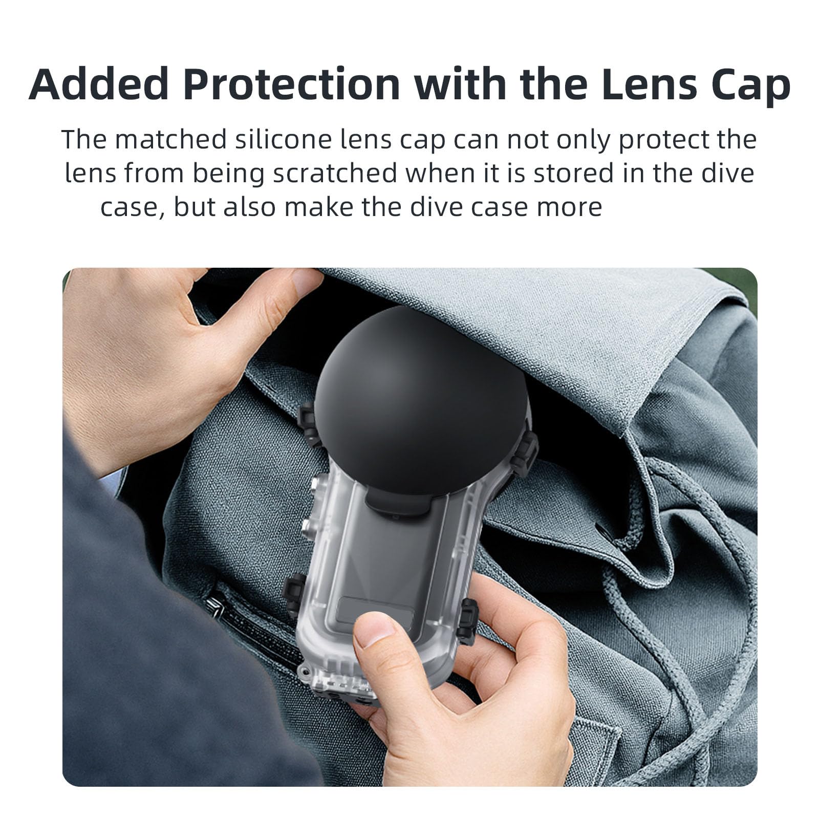 1 funda subacuática transparente de liberación rápida para cámara de acción con 60 m y funda protectora para negación subacuática ciega