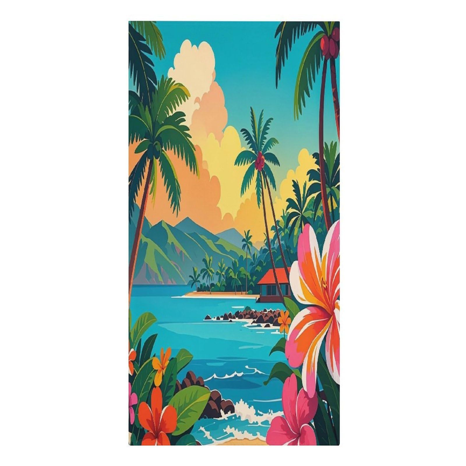 FekiLoot Hello Hawaii Towels Lightweight Thin Beach Towel Classic Soft Large Pool Towel Highly Absorbent Sand Free Bath Towels Travel Blanket for Vacation Essentials Adult Gift 30" X 61"