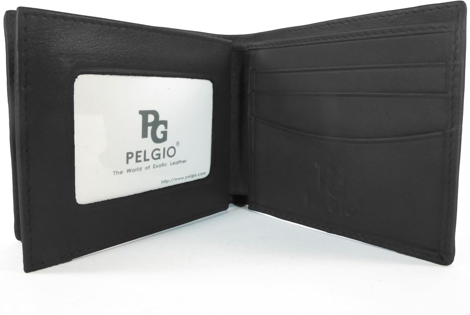 Genuine Stingray Skin Leather Stripe Bifold Wallet Black - Image 6