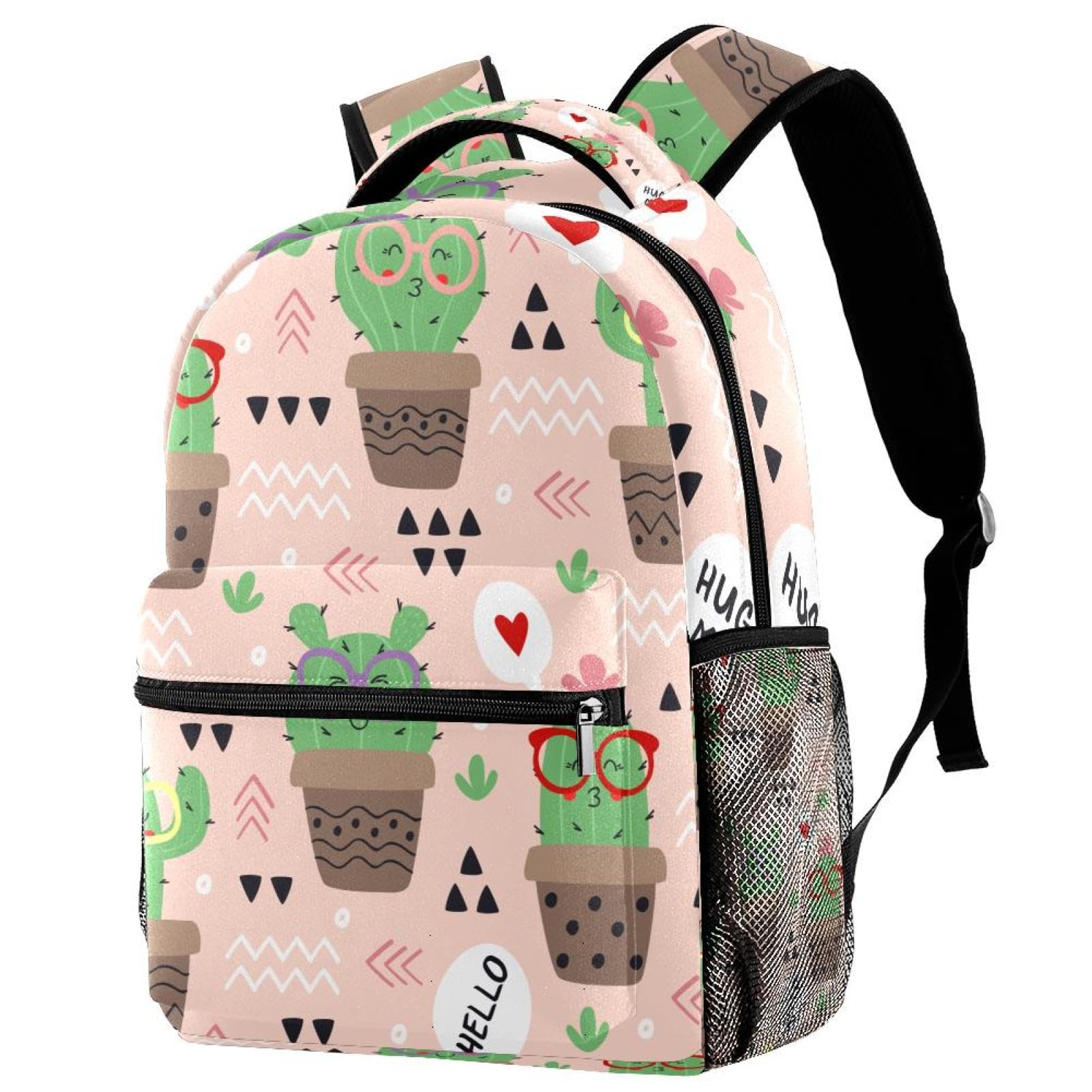 Mochila para laptop, diseño de cactus rosa, mochila escolar duradera para la universidad y la escuela secundaria, resistente al agua, mochila de viaje y senderismo