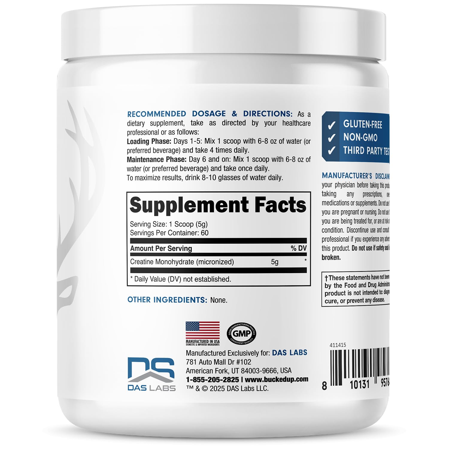 Bucked Up Pure Micronized Creatine Monohydrate for Women and Men - Easy to Mix and Unflavored - 5G Per Serving - 60 Servings - 300 Grams Per Container — Amazon image 3