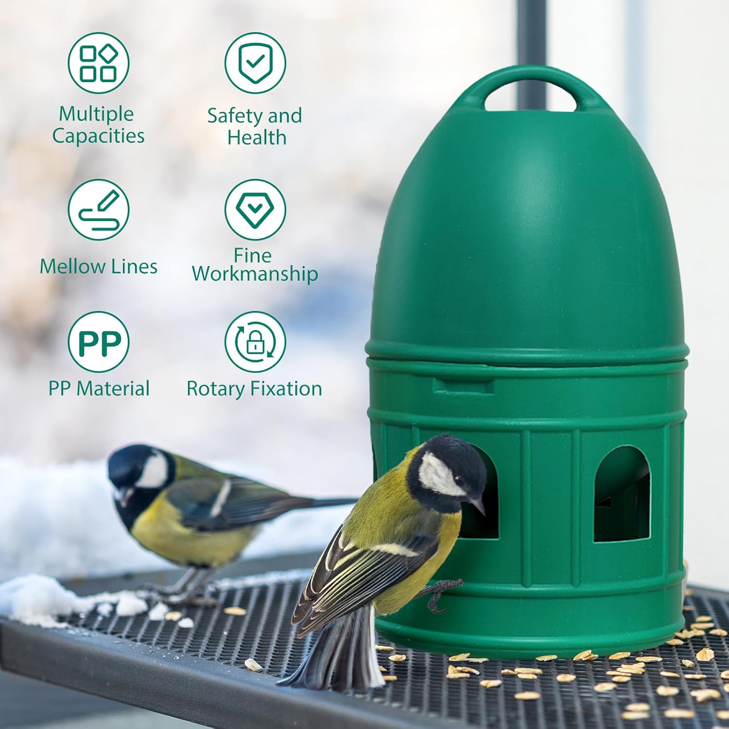 Bird Water Drinker Dispenser Feeder for Quail Dove Chicken Parakeet Parrot Pigeon Water Pot Container- Green 5L