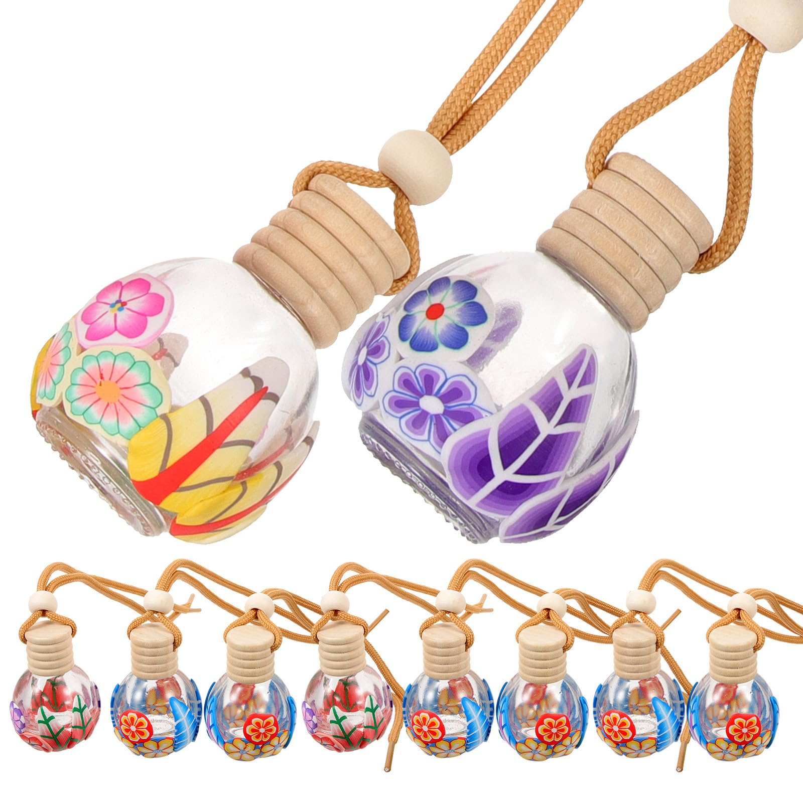 Pendentifs de voiture flacons de parfum vides en céramique ronde Milisten x10