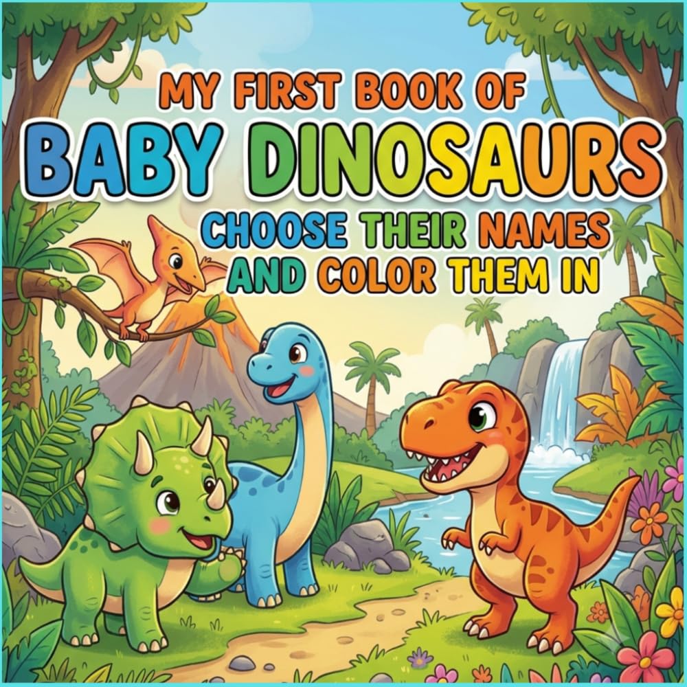 Adorable Dinosaur Coloring Book: Baby dinosaur coloring pages for ages approximately 3 to 10