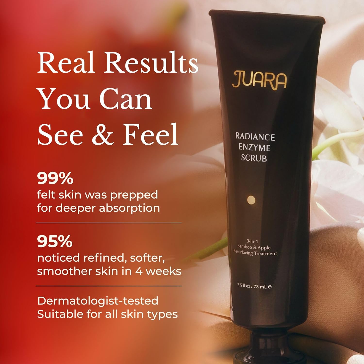 JUARA Radiance Enzyme Scrub - Face Exfoliator with Apple Enzymes & Bamboo Beads - Brightening Face Scrub Minimizes Pores - Gentle Exfoliating Scrub for All Skin Types - 3-in-1 Cleanser - 2.5 oz - Image 7