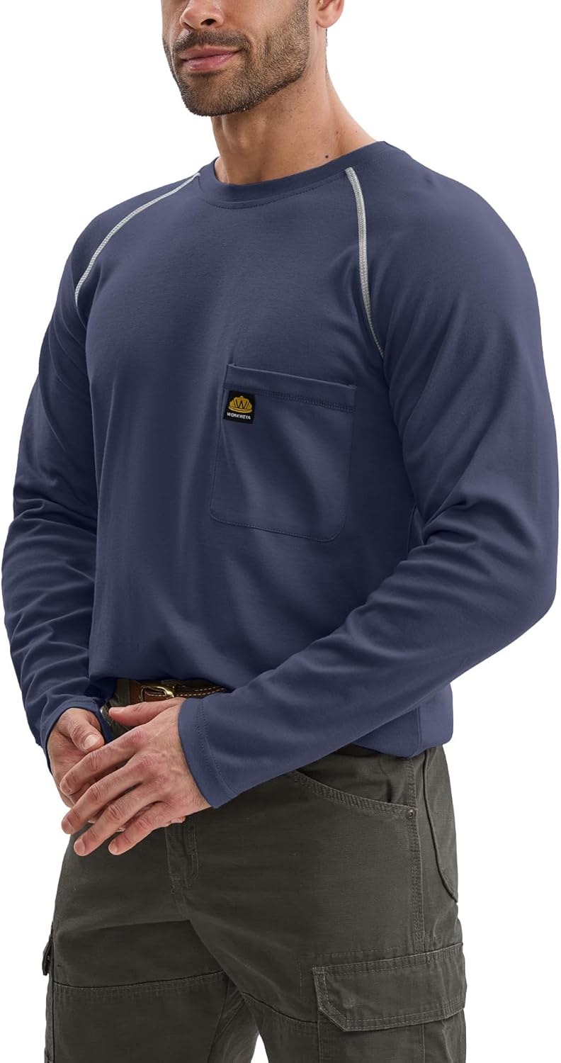 WORKWEYA FR Shirts Flame Resistant Shirt 6.5oz Men's NFPA 2112/CAT2 Long Sleeve Shirt - Image 7