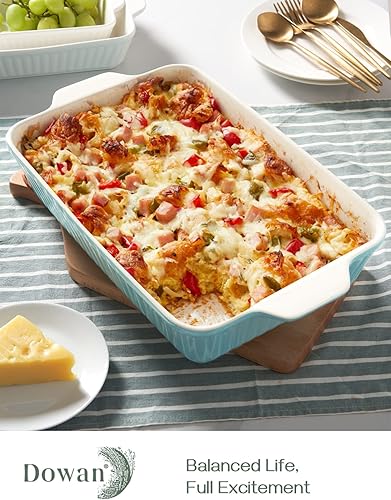 Miniatura 4 de DOWAN Plato para hornear de 9 x 13 pulgadas, cacerola profunda para horno, bandeja para lasaña profunda, bandeja para hornear de cerámica de 135