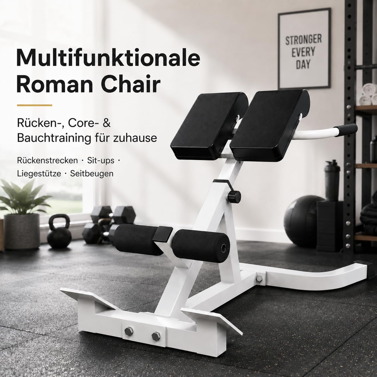 Roman Chair Hyperextension Panca per esercizi addominali e schiena - Panca fitness multifunzionale con altezza regolabile, imbottitura e gambe in schiuma - portata 300 lbs