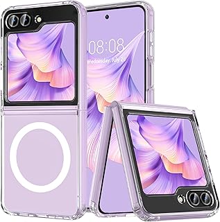 ottpluscase for Samsung Galaxy Z Flip 5 Case with MagSafe, Samsung Z Flip 5 Case Shockproof Hard PC Back with Soft TPU, Hybrid Magnetic Phone Bumper Cover Case for Galaxy Z Flip5 5G, Crystal Clear