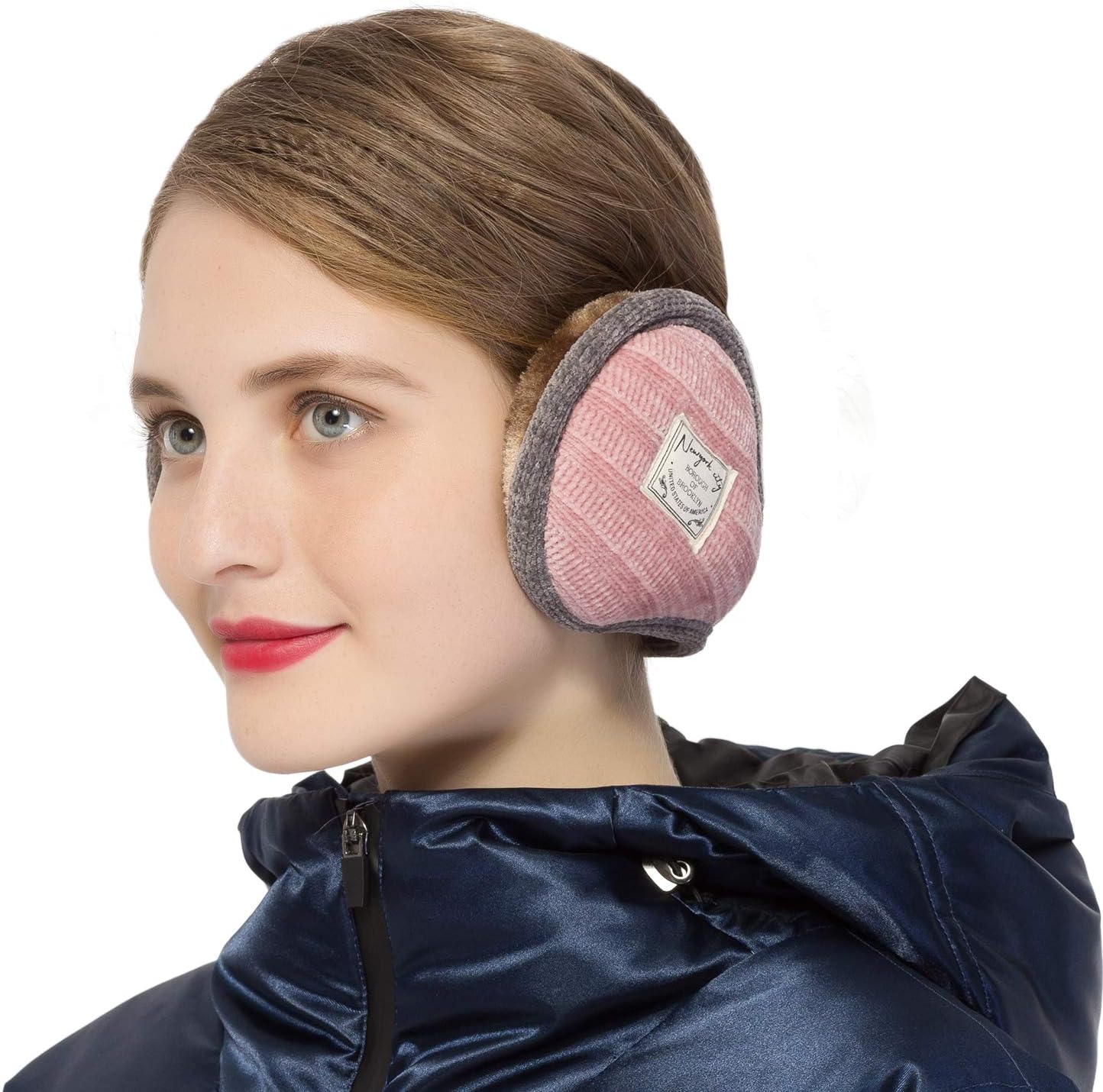 SurblueUnisex Warm Knit Earmuffs Ladies Outdoor Cashmere Winter Pure Color Fur Earwarmer
