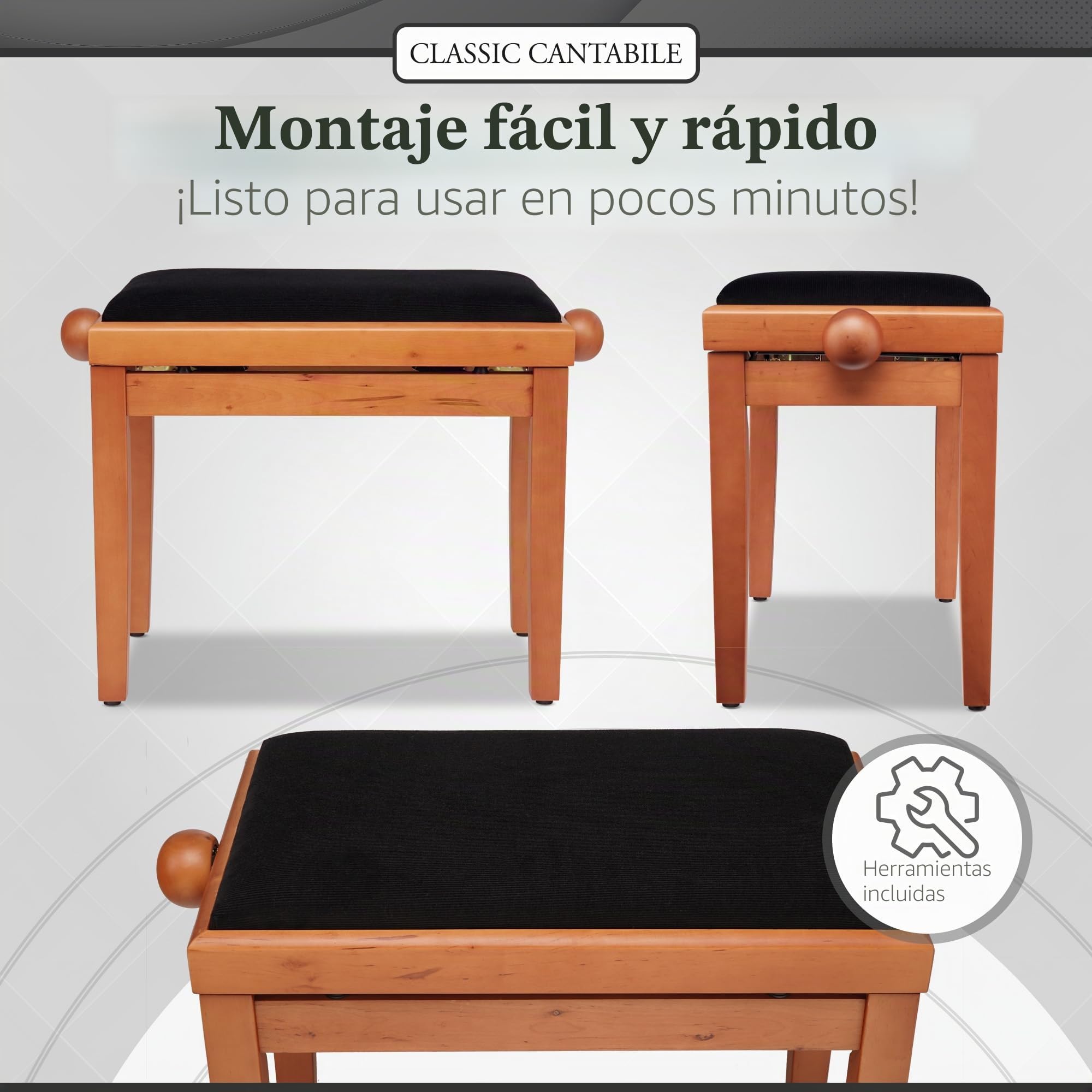 Classic Cantabile banqueta para Piano Madera de Haya