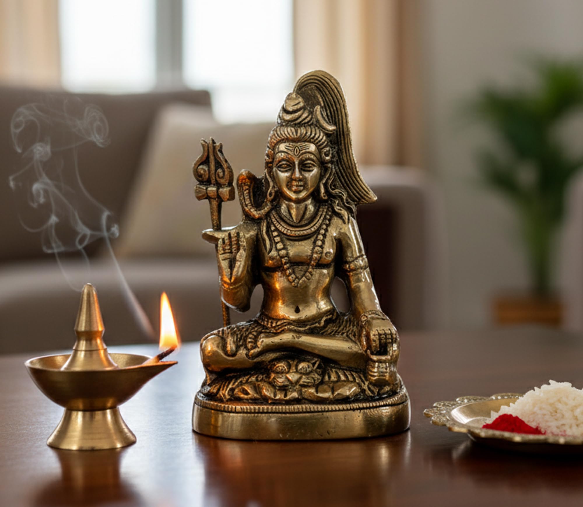 ESPLANADE 5" Brass Shiva Shiv Adiyogi Natraj Idol Murti Sculpture (Brass Shiva)