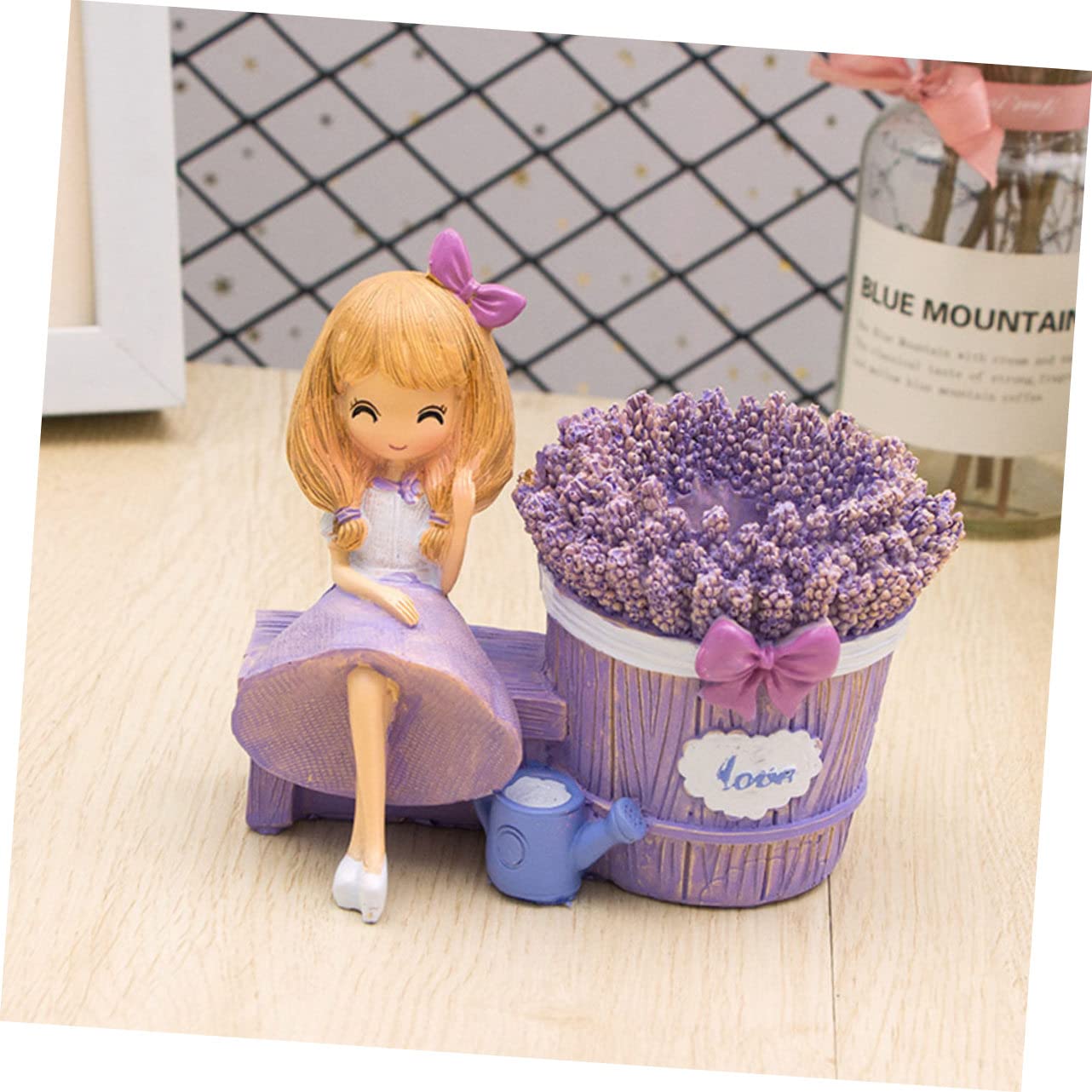 MAGICLULU 2pezzi Portapenne Decorativo Forma Di Ragazza Lavanda Contenitore Per Penne e Cancelleria in Resina Portapenne Da Scrivania Per Piccoli Oggetti