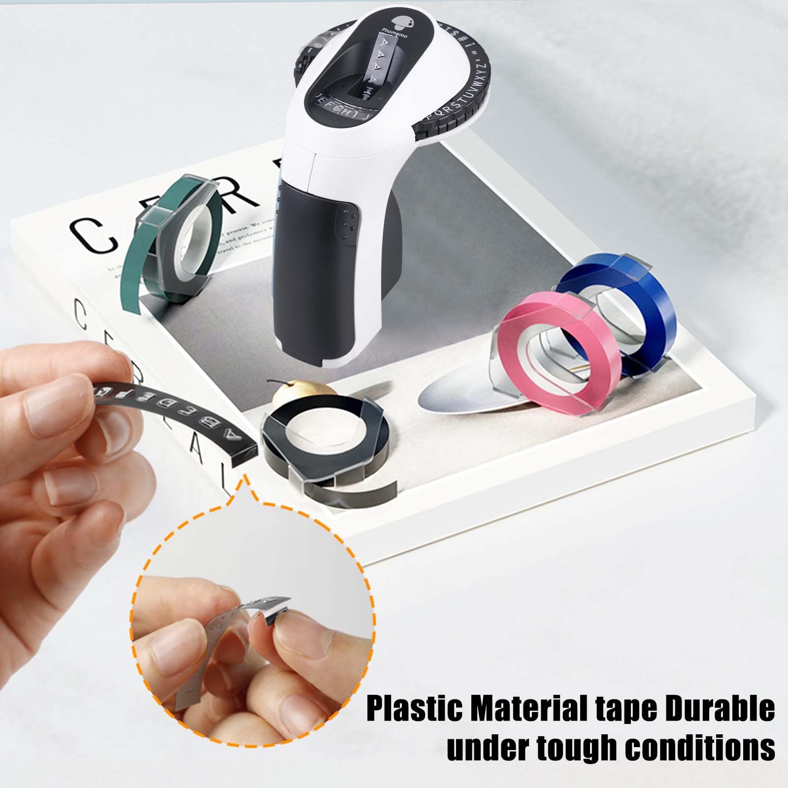 Etichettatrice, etichettatrice 3D E975 con 6 rotoli, etichettatrice portatile, etichettatrice portatile con goffratura, stampante per etichette per casa, ufficio