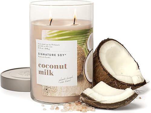 Miniatura 5 de Vela perfumada de soja Signature Soy con tapa de leche de coco, frasco extra grande