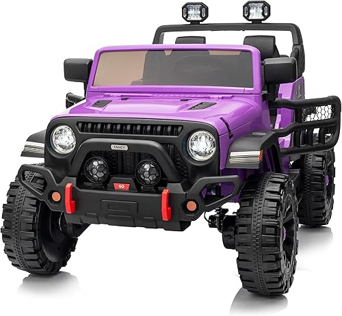 Auto de juguete de 2 plazas para niños, camión de 24 V 4 x 4 con control remoto, motores de 4 x 200 W, color morado