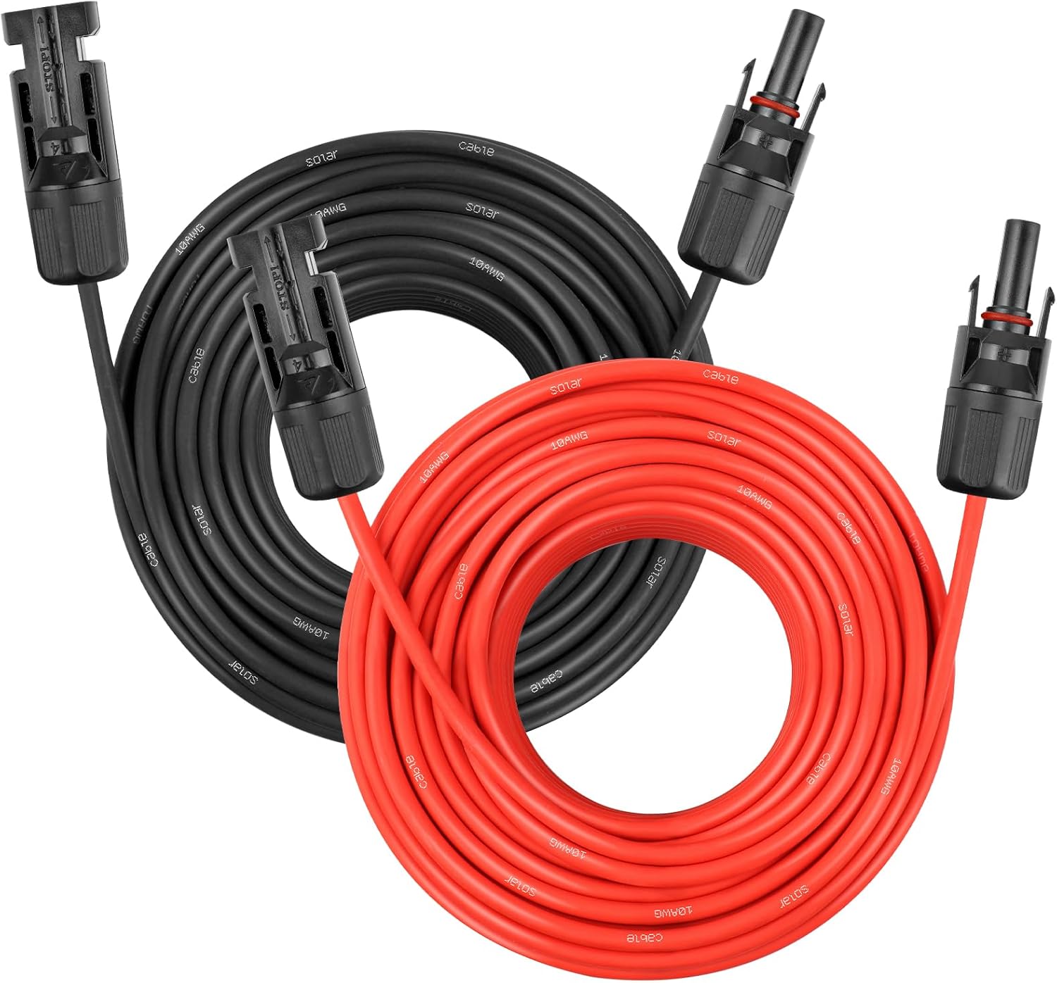 Solar Panel Extension Cable - 8AWG 40FT Solar Wire Cord 8 Gauge PV Wire with Female & Male Waterproof Connector for RV, Photovoltaic Systems, Home, Boat, Solar Panels, Car(40ft Red + 40ft Black)