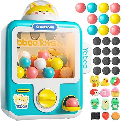 Skirfy Vending Machine Kids Toys 10 Empty Eggs Mini Vending Machine Erasers Operated Gumball Prize Machine Maker Game Claws Machine Easter Game Sensory Toys Dolls Gifts（Blue）