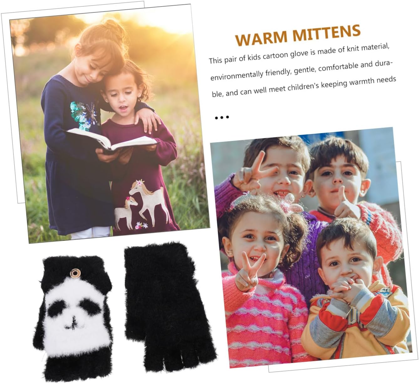 CALLARON 1pair Boys and Girls Cartoon Gloves Plush Half-finger Gloves for Comfortable Warm for Boys and Girls Christmas