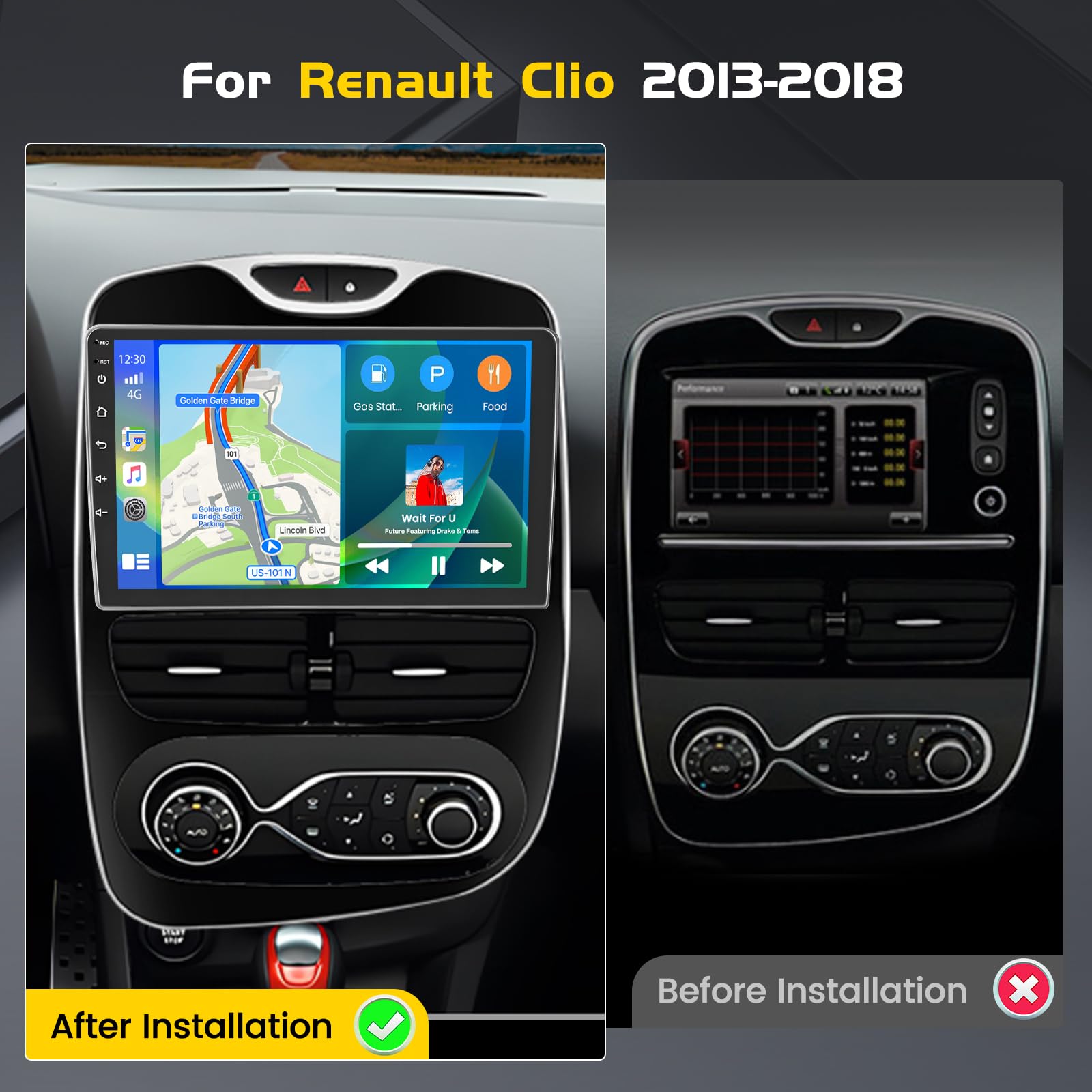 Inefala 4G+64G Autoradio Android 15 para Renault Clio 2013-2018