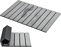 AWW Foldable Diatomaceous Earth Stone Bath Mat - Super Absorbent, Non-Slip Quick Dry 23.6x15.5 Inch Grey Bathroom Mat