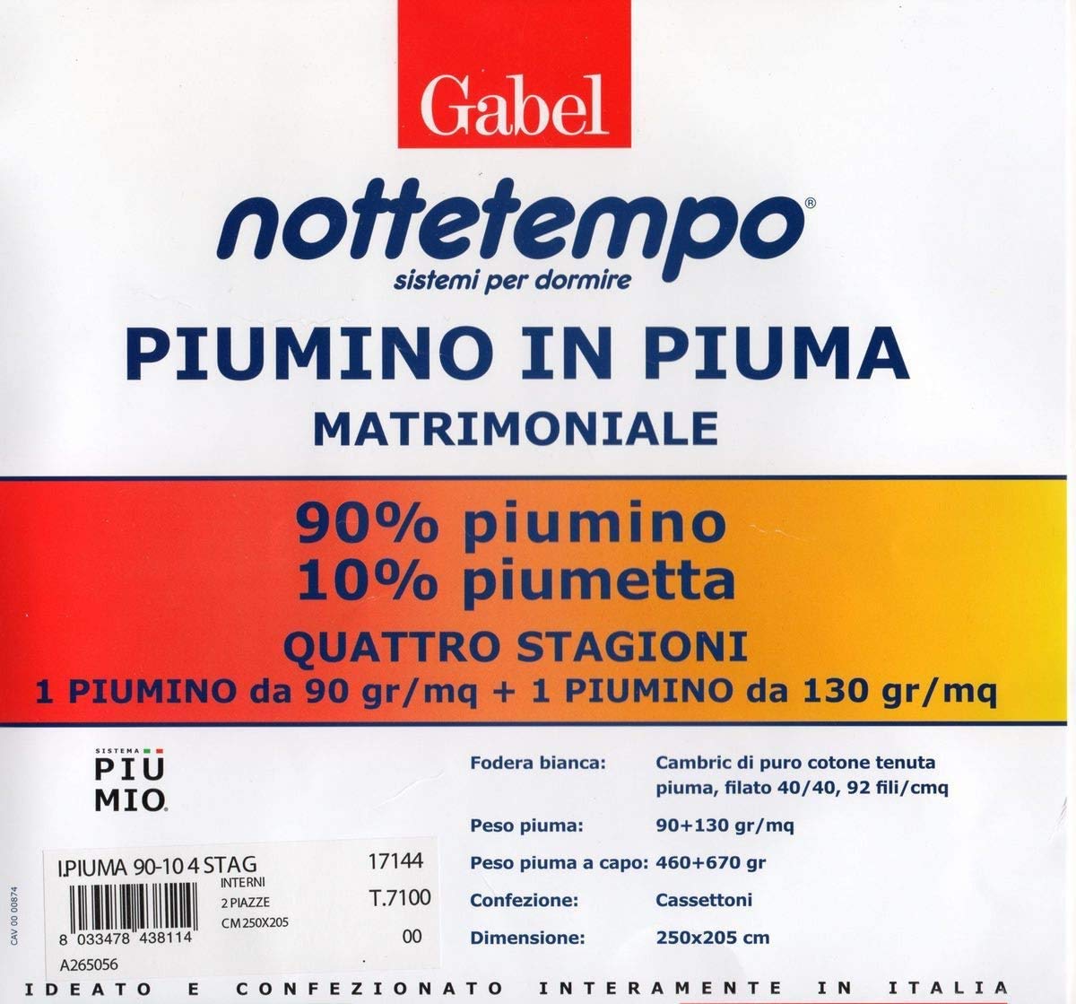 Piumino Gabel in Piuma Vergine D'oca Bianco Caldo Piumone Lettino Neonato