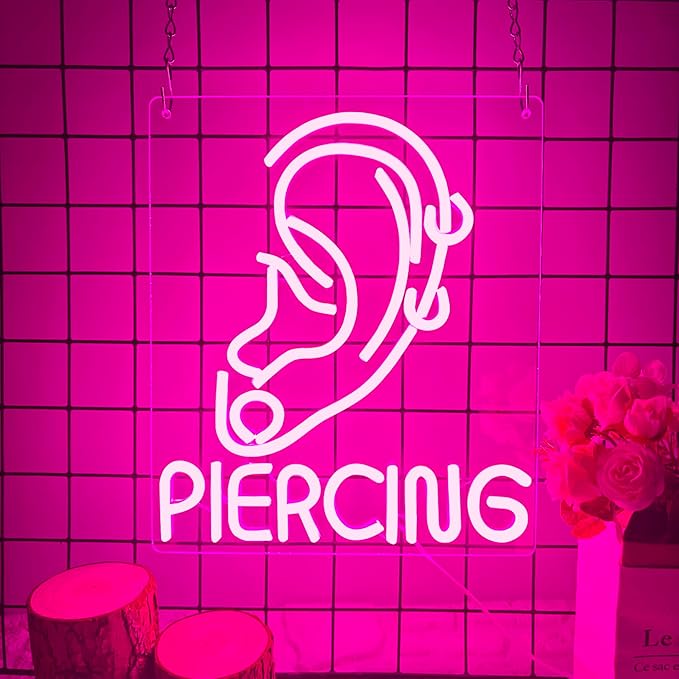 Neon Ear Piercing Sign ✨ Perfect for Tattoo Studios & Gift Ideas!