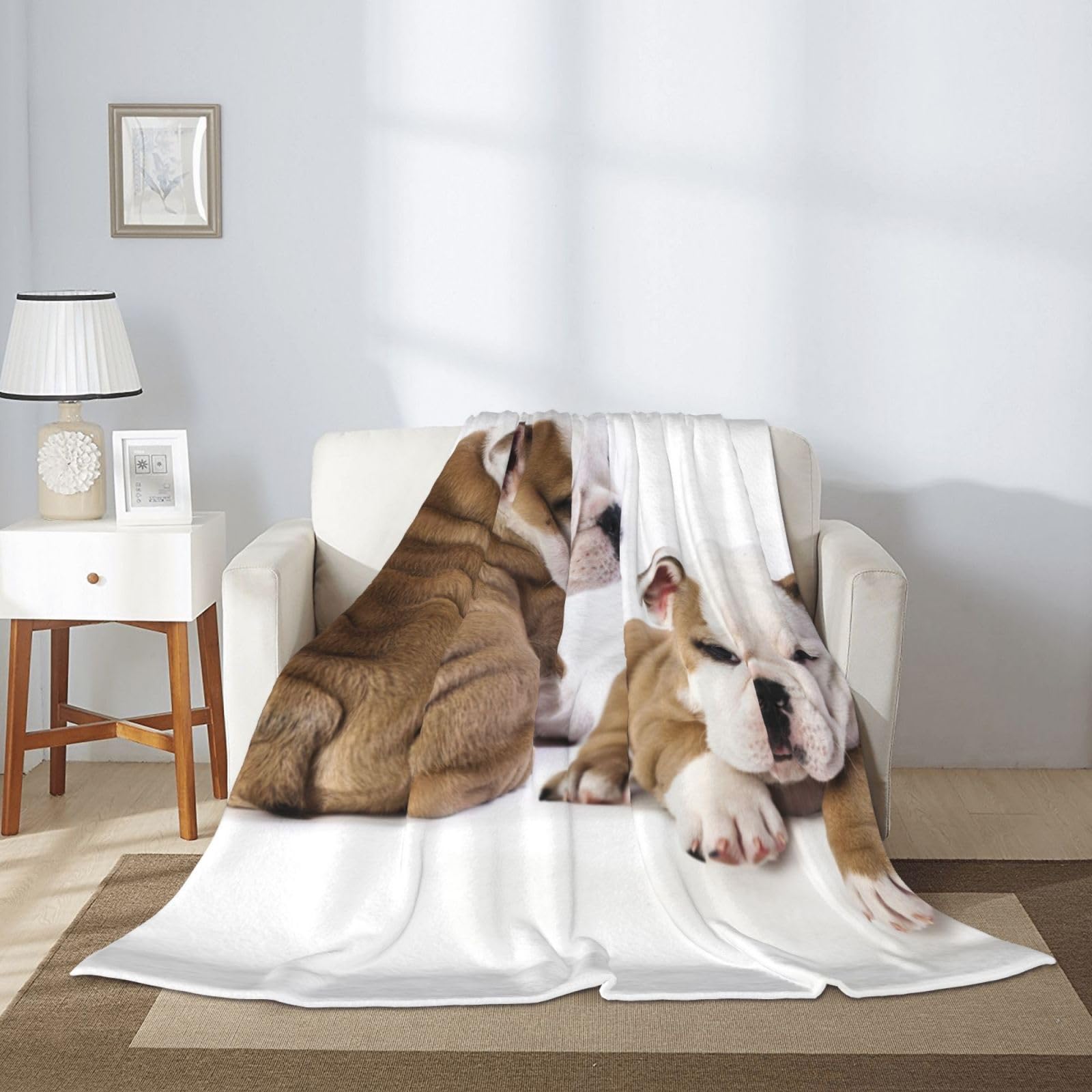 Coperta decorativa primaverile per divano, divano, cane, motivo animale, morbida e leggera flanella per dormitorio, camera da letto e soggiorno, doppia (152,4 x 203,2 cm