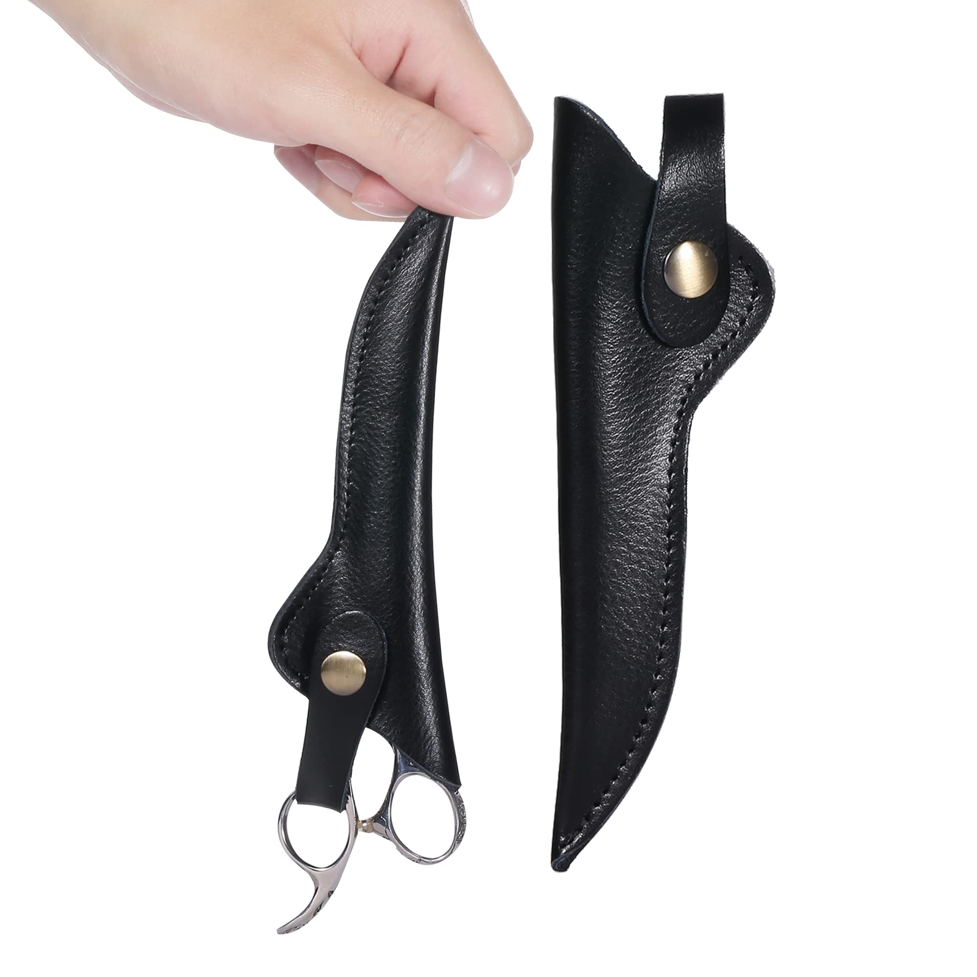 PERFEHAIR Scissor Pouch Holster 2 Pack, Soft Leather Shear Holder Case for Hair Stylist,Barber, Hairdresser Scissors, Black