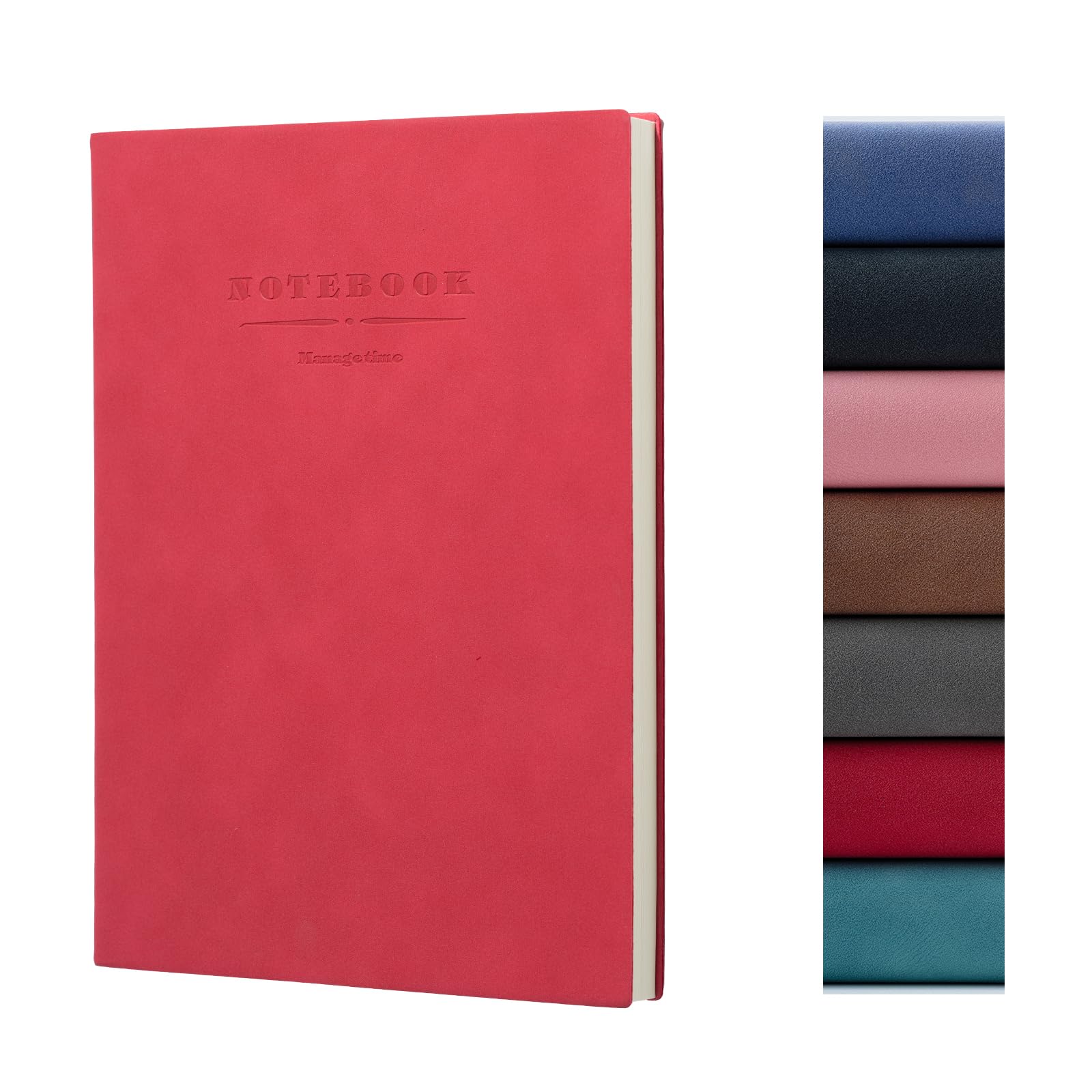 Carnet de notes 360 pages A4 avec papier épais doublé pour homme et femme, couverture souple pour le travail, la prise de notes, parfait pour le bureau, l'école, rouge