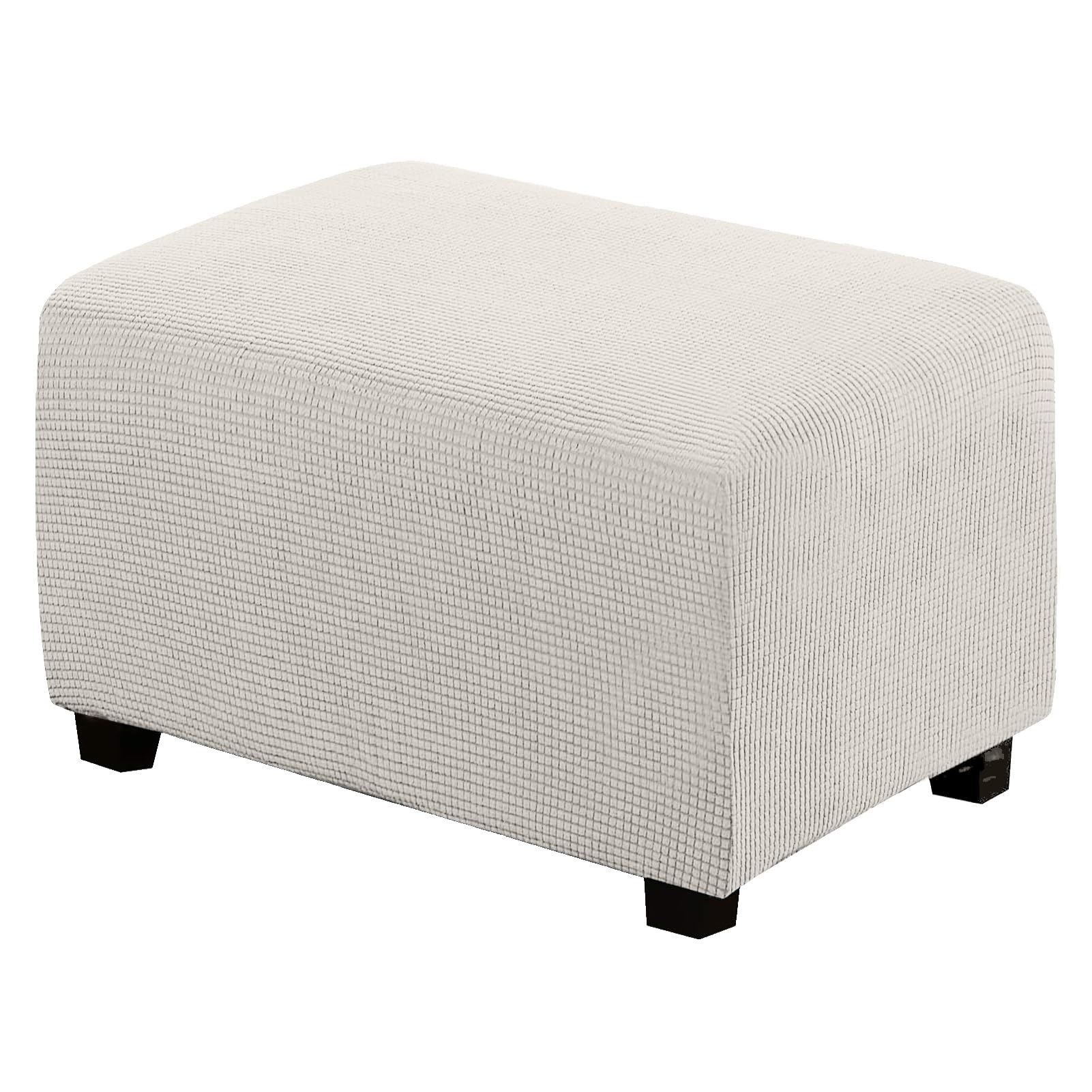 BXFUL Ottoman Slipcovers,Stretch Rectangle Footstool Protector Foldable Soft Non Slip Footrest Covers with Elastic Bottom Furniture Protector, Washable (X-Large,White Teeth)