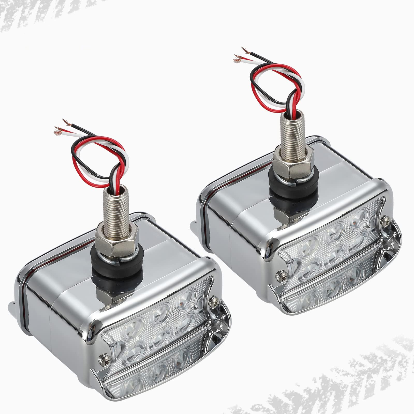 Luces de posición intermitentes 12 LED rectangulares cromadas para parachoques de camión Peterbilt 8
