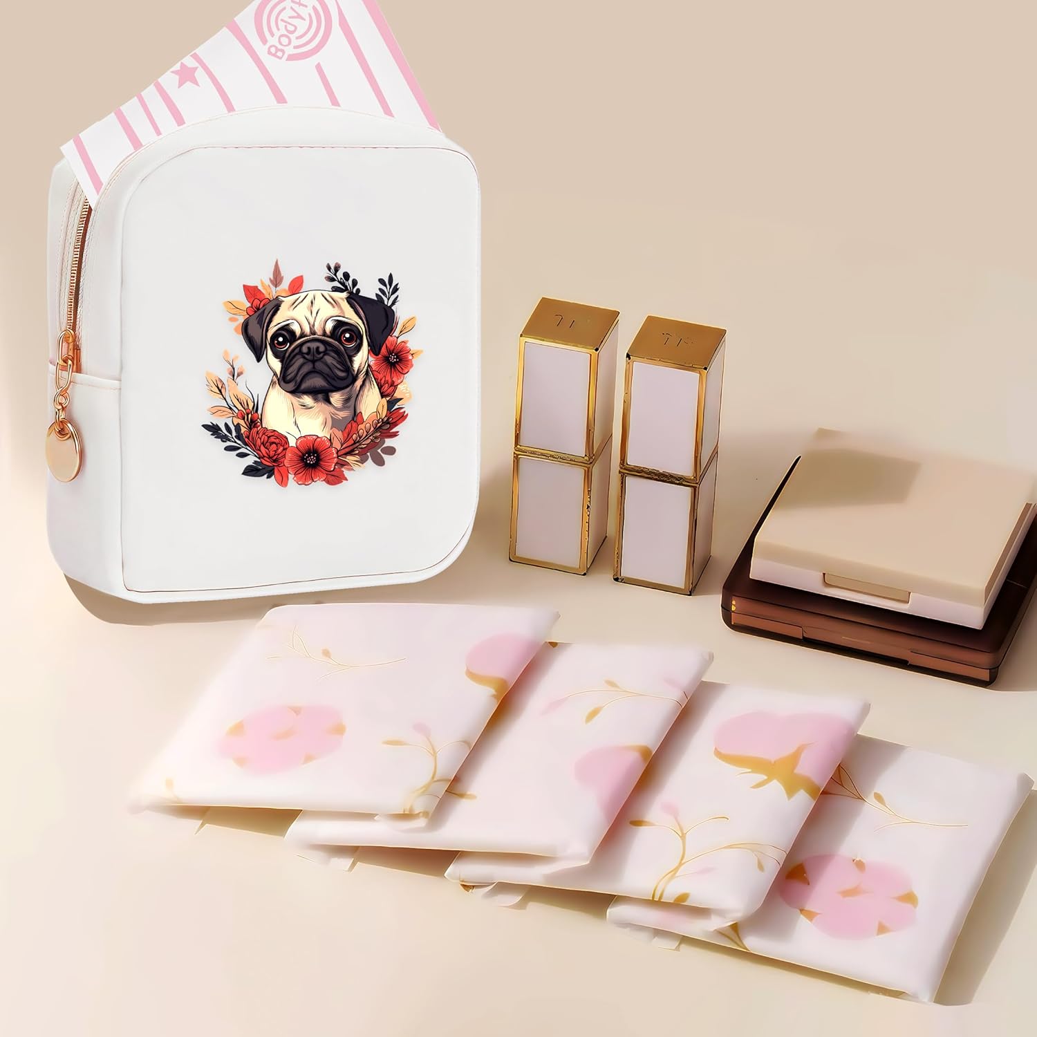 Pug Mini Makeup Bag, Pug Gift For Women Girls, Cute Portable Zipper Pouch Cosmetic Bag For Teen Girls Kids, Small Storage Bag For Sanitary Pad, Period napkin bag! - Image 4