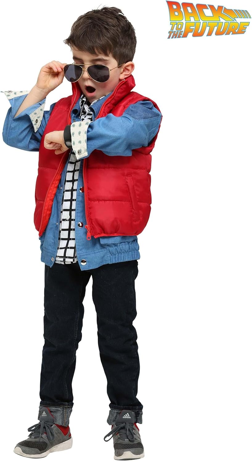 Fun Costumes Back to the Future Marty McFly Toddler Costume, Marty McFly Outfit For Boys With Classic Red Vest, Jean Jacket, And Plaid Shirt 18 Months - Image 2