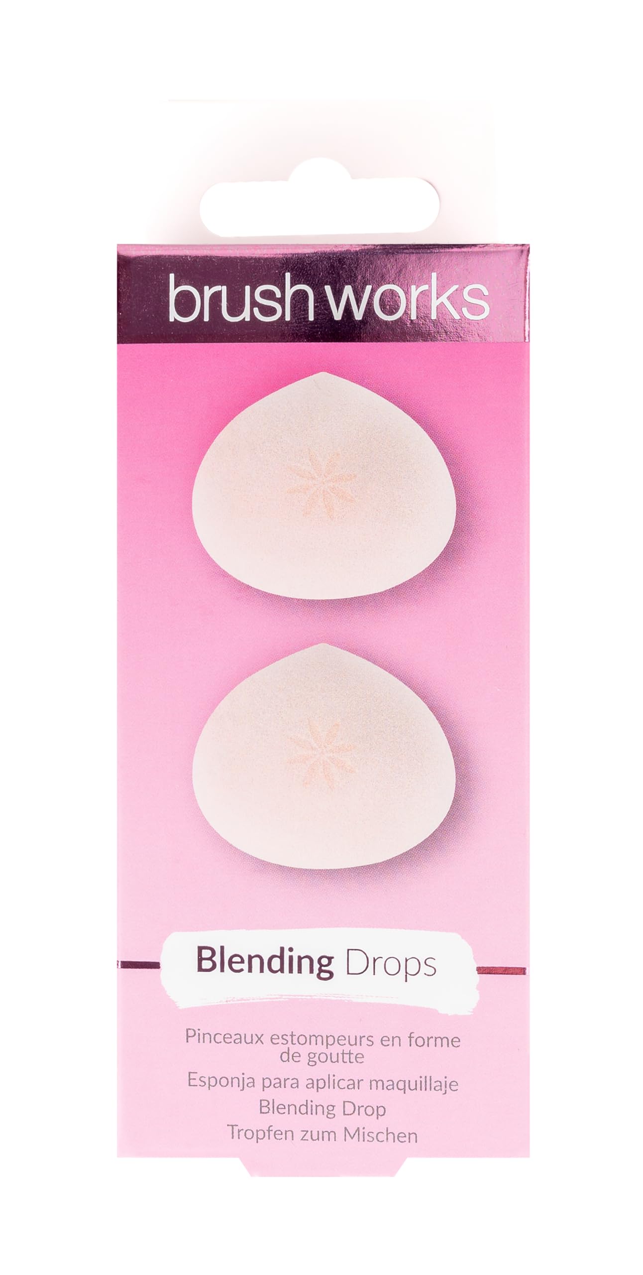 Brushworks Blending Drops Duo (Pink) - 2 Ultra Soft Makeup Sponges for Liquid, Cream & Powder Application, Seamless Makeup & Airbrushed Finish, Vegan & Cruelty Free