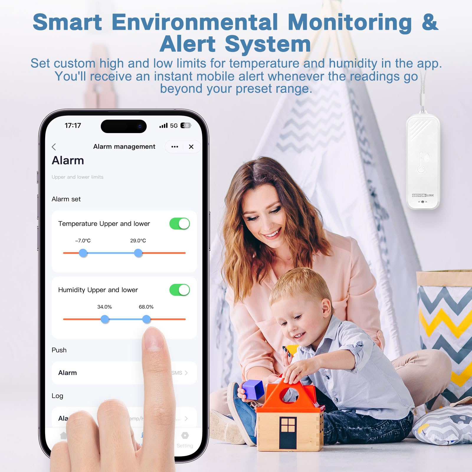 Termometro e igrometro WiFi, sensore di temperatura intelligente di umidità con notifica app, esportazione di archiviazione dati gratuita, monitor remoto wireless per serre, incubatrice e