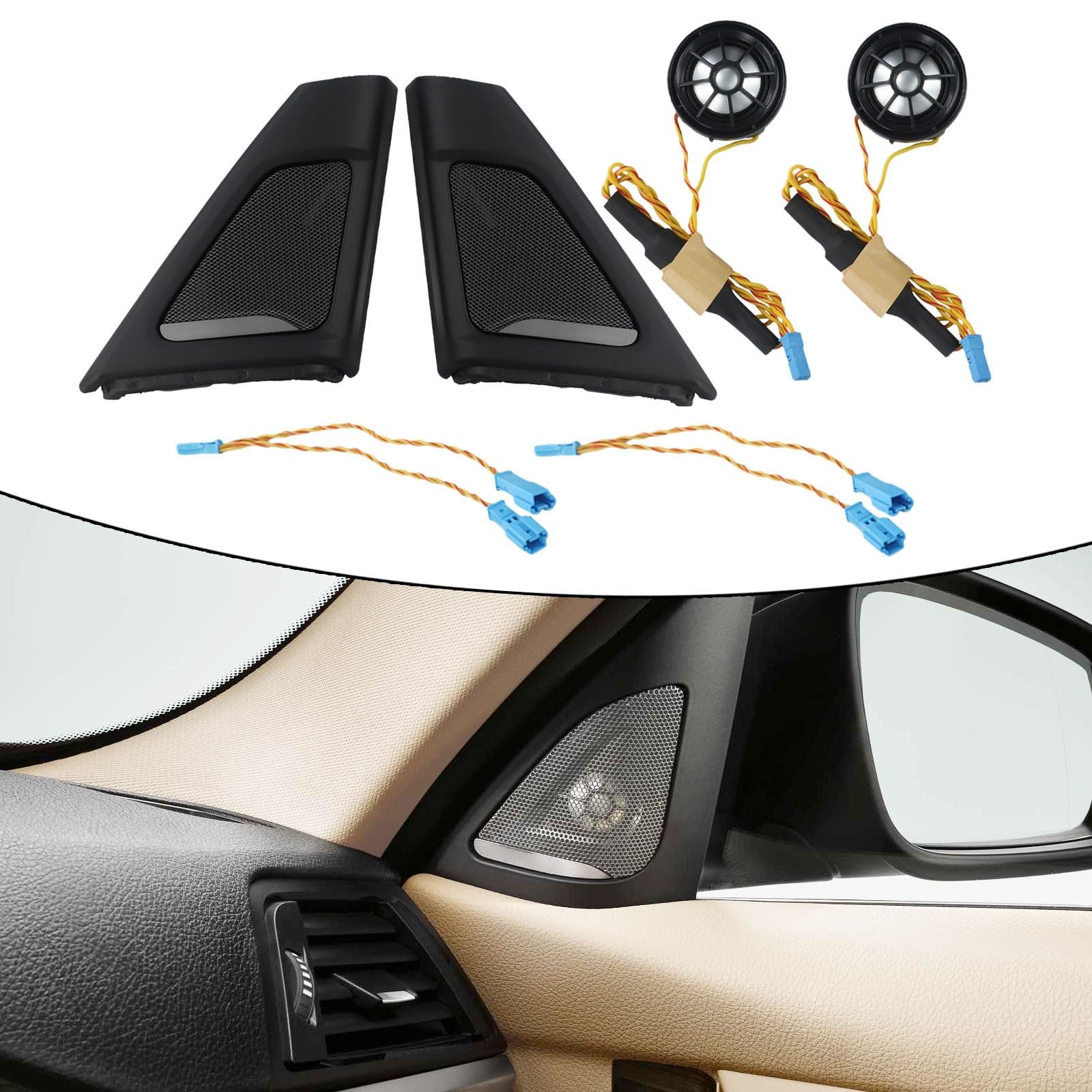 Altavoz de la puerta delantera del coche Trompeta Tweeter para BMW para F10 F11 5 Series 2010 2017 Mano Izquierda Material ABS No Deformación Anti desgaste Construcción