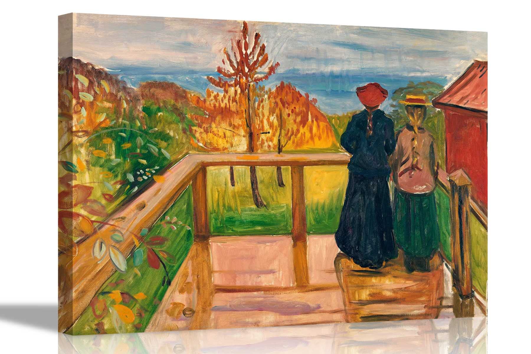 On the Veranda By Edvard Munch Canvas Pictures Framed Prints Wall Art Home Office Work Framed Hanging Artwork 60 x 40cm (24 x 16 inches) A2