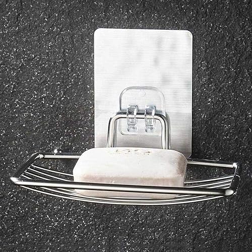 Miniatura 7 de Jabonera de acero inoxidable, soporte de jabón autoadhesivo para colgar, estante de drenaje con ventosa, bandeja de ducha duradera, accesorios de