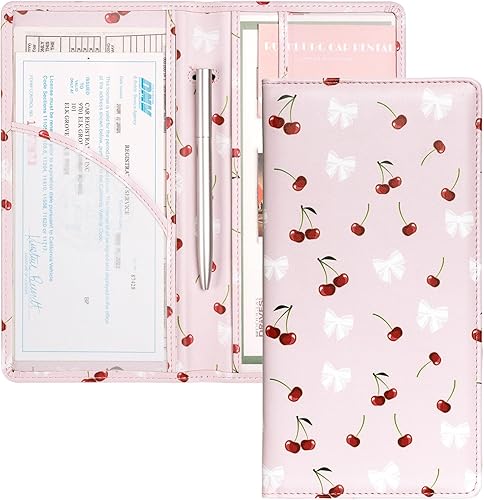 Vista 38 de Mymazn Soporte para registro y seguro de automóvil, organizador de cuero sintético con cierre magnético, soporte para documentos de automóvil