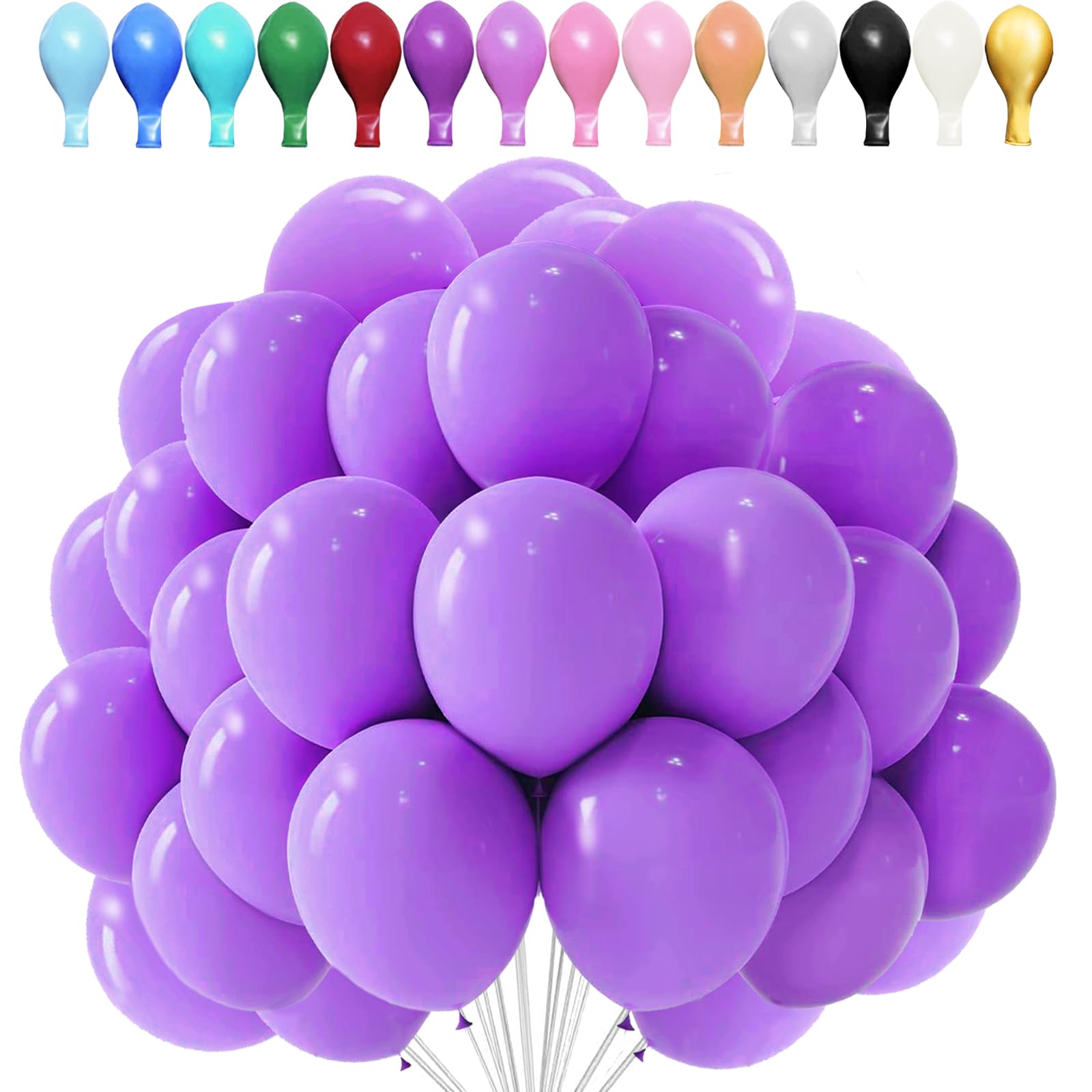 LUKIUP 100 PCS Luftballons Hellviolett, Hellviolette Luftballons, 10 Zoll ballons für Halloween, Geburtstage Hochzeiten, Valentinstag, Themepartys Perfekte Partydekoration