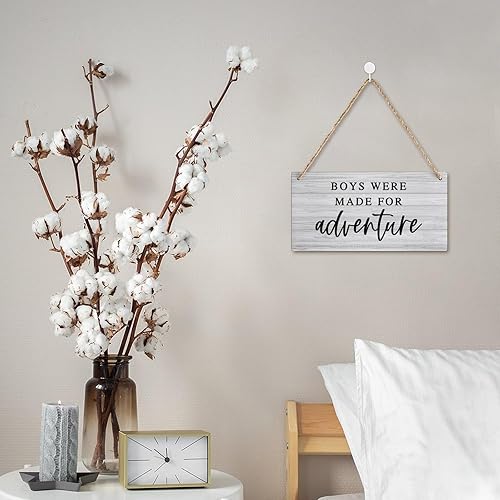 Vista 5 de Letrero de madera con texto en inglés «Boys Were Made For Adventure» («Boys Were Made For Adventure»)