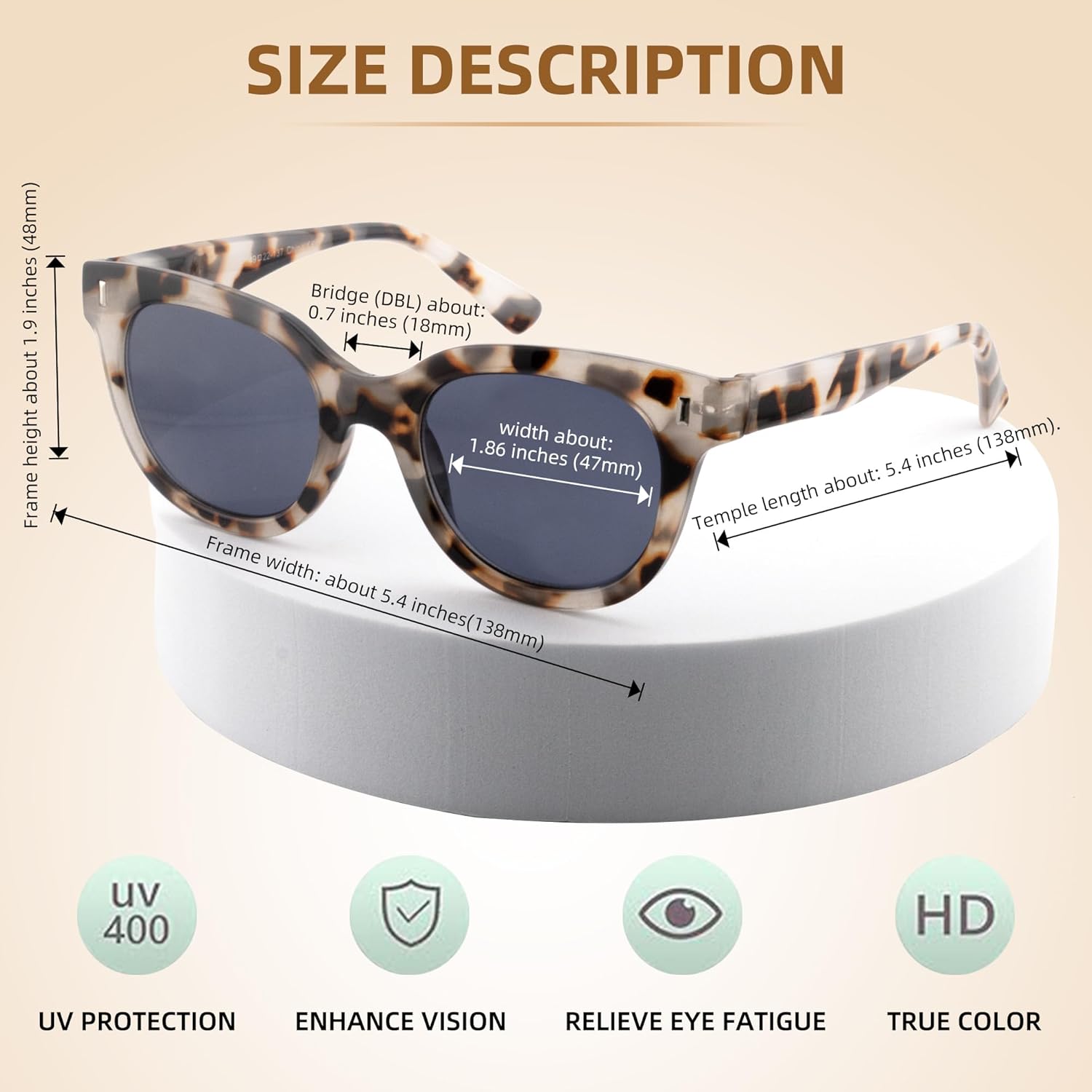 2 Pack Reading Sunglasses for Women Classic Reader Sunglasses Outdoor Full Lenses Magnifying Sun Readers UV Protection（BK+ST 1.25） - Image 4