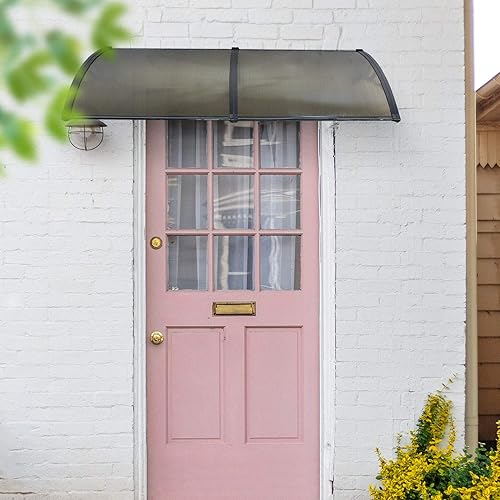 Miniatura 8 de ZENY Toldo de ventana de 40 x 80 pulgadas, cubierta de policarbonato para puerta delantera, patio al aire libre, protección contra rayos UV, lluvia