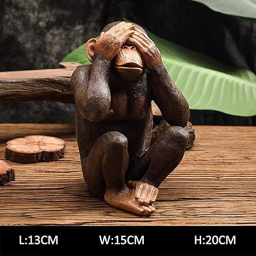 Miniatura 4 de ZXHStore 3 piezas de escultura de mono, estatua de tres monos sabios, no ver, no escuchar, no decir monos, escultura de buena suerte, regalos de
