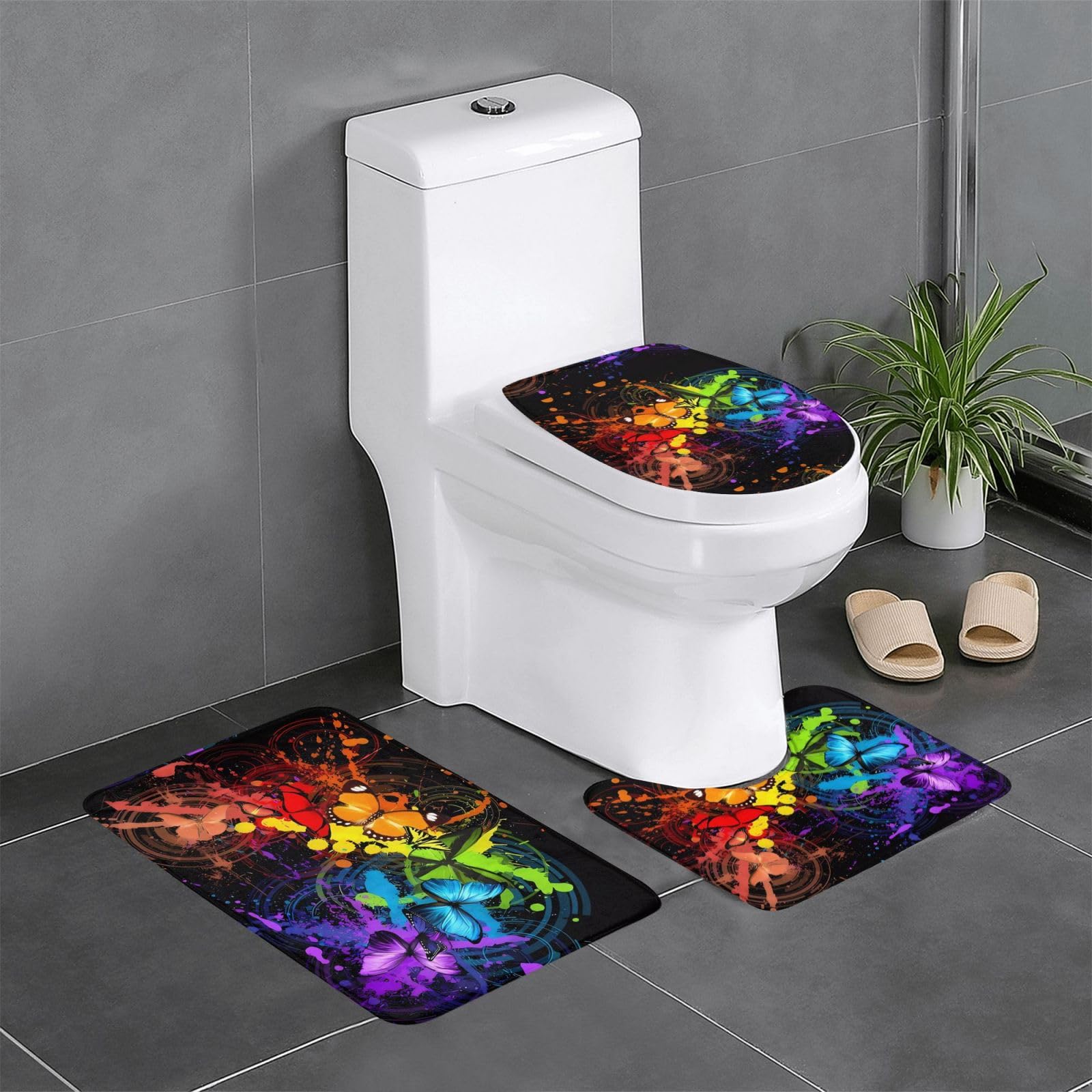 Tapetes de baño ultra suaves de felpa juego de 3 alfombras graffiti