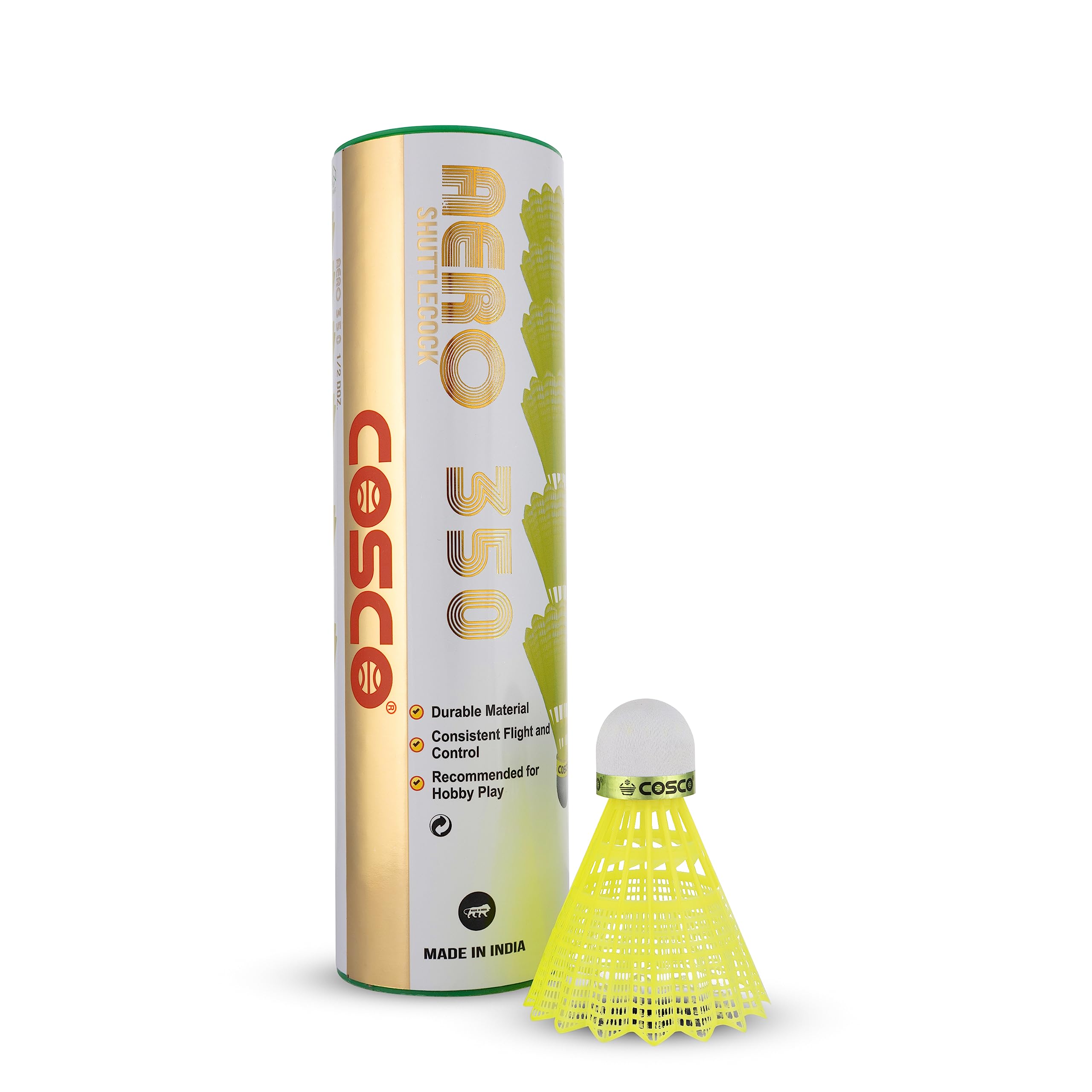 Cosco Aero 350 Nylon Shuttle Cock, Pack of 6 (Yellow) (Made in India) (B0C4H85N2J) Amazon Price History, Amazon Price Tracker