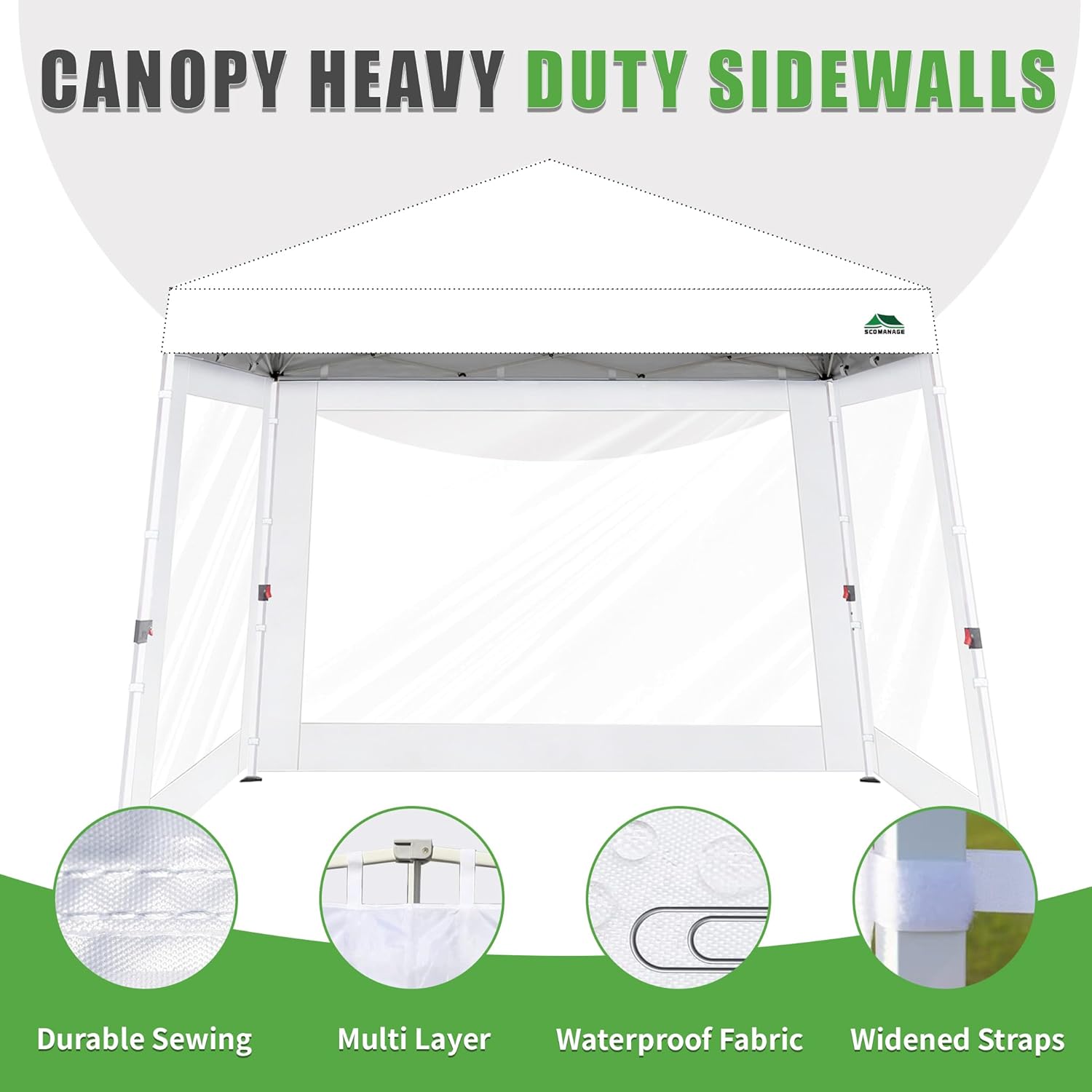 Clear Canopy Sidewalls for 10x10 Slant Leg Pop Up Tent,3 Pack Sunwalls Only,(White)
