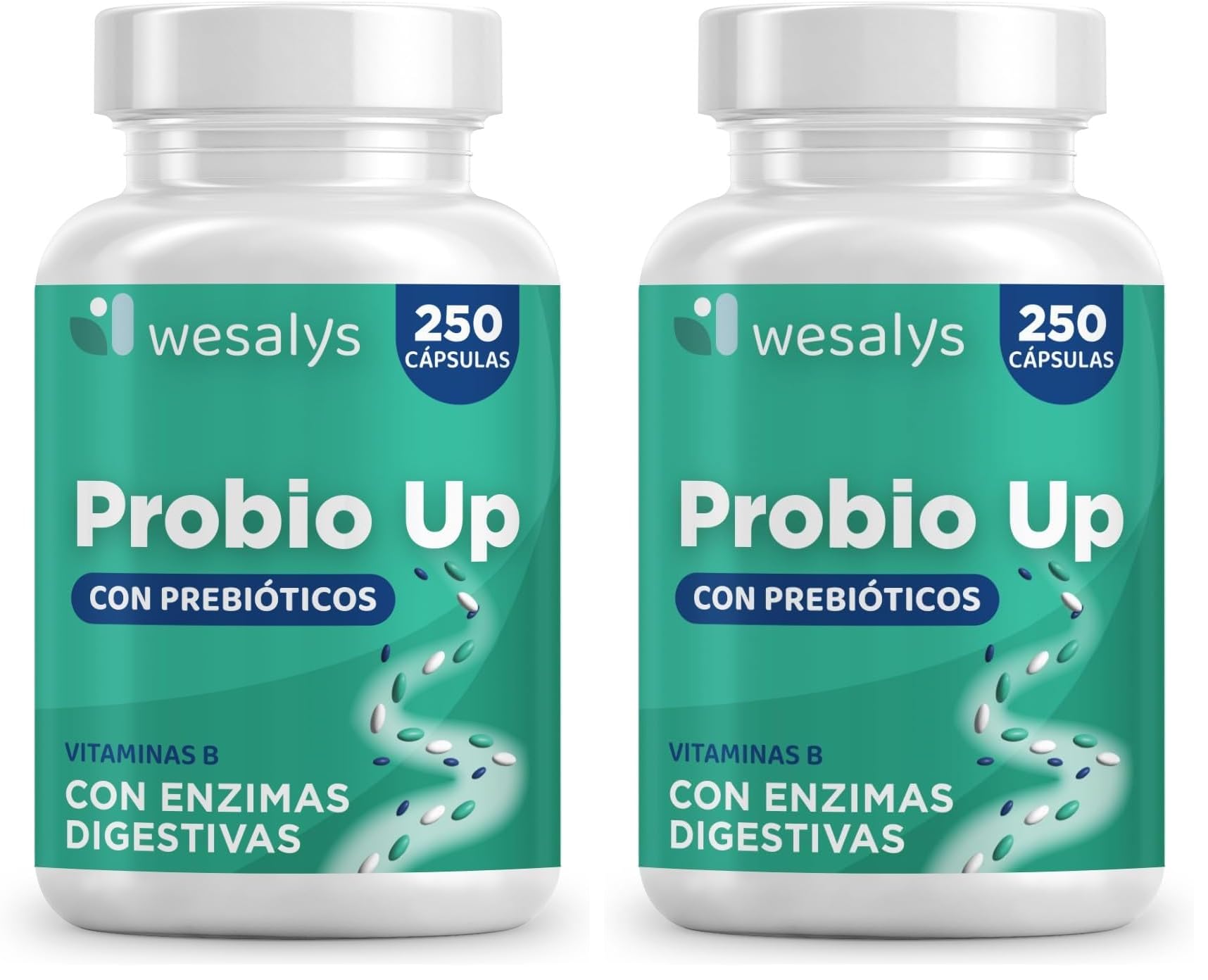Probióticos y Prebióticos Intestinales, 250 Cápsulas (4 meses), 20 Cepas Bacterianas + Inulina, 20 Mil Millones UFC, Lactobacillus, Bifidobacterium, Máxima Concentración (Paquete de 2)